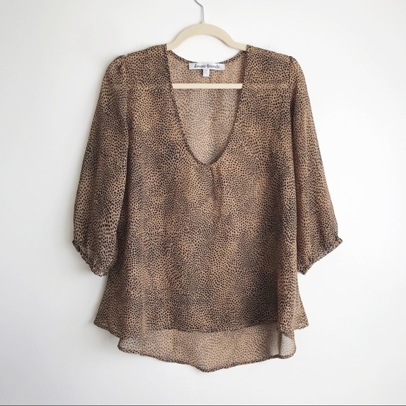Revolve LOVERS FRIENDS leopard cheetah animal sheer goth whimsigoth blouse M - Picture 1 of 4